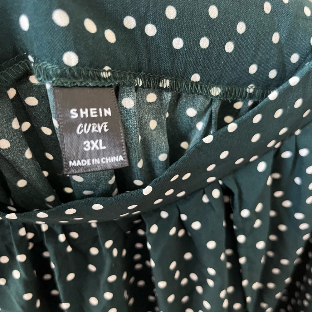 SHEIN 2 piece set, green polka dot skirt and tube top, NWOT, size 3X - Picture 4 of 11